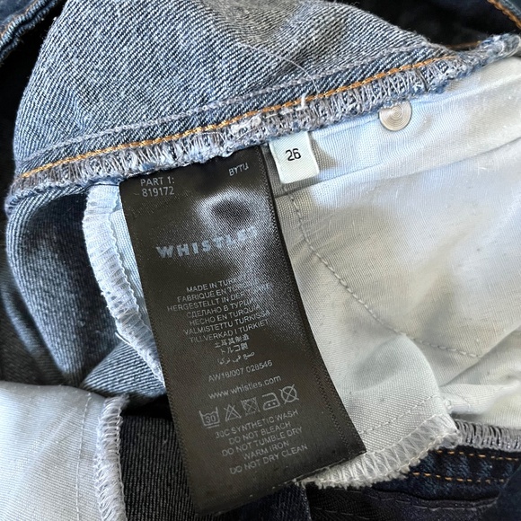 Whistles NEW Stretch Barrel Jeans in Dark Denim High-Waist Ankle Raw Hem Sz 26 - Picture 9 of 12